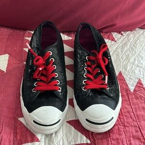 Jack Purcell black sequin converse sz7.5